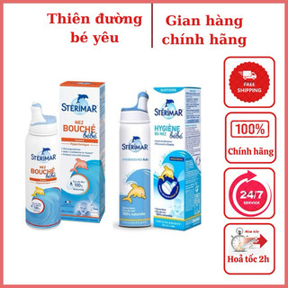 Xịt muối biển cá heo vàng, cá heo cam sterima pháp 100ml vệ sinh rửa mũi cho bé