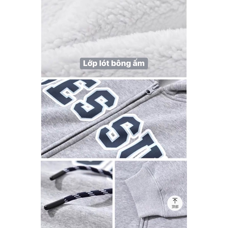 Áo khoác nỉ Dessuu, áo khoác nỉ lót bông dày dặn