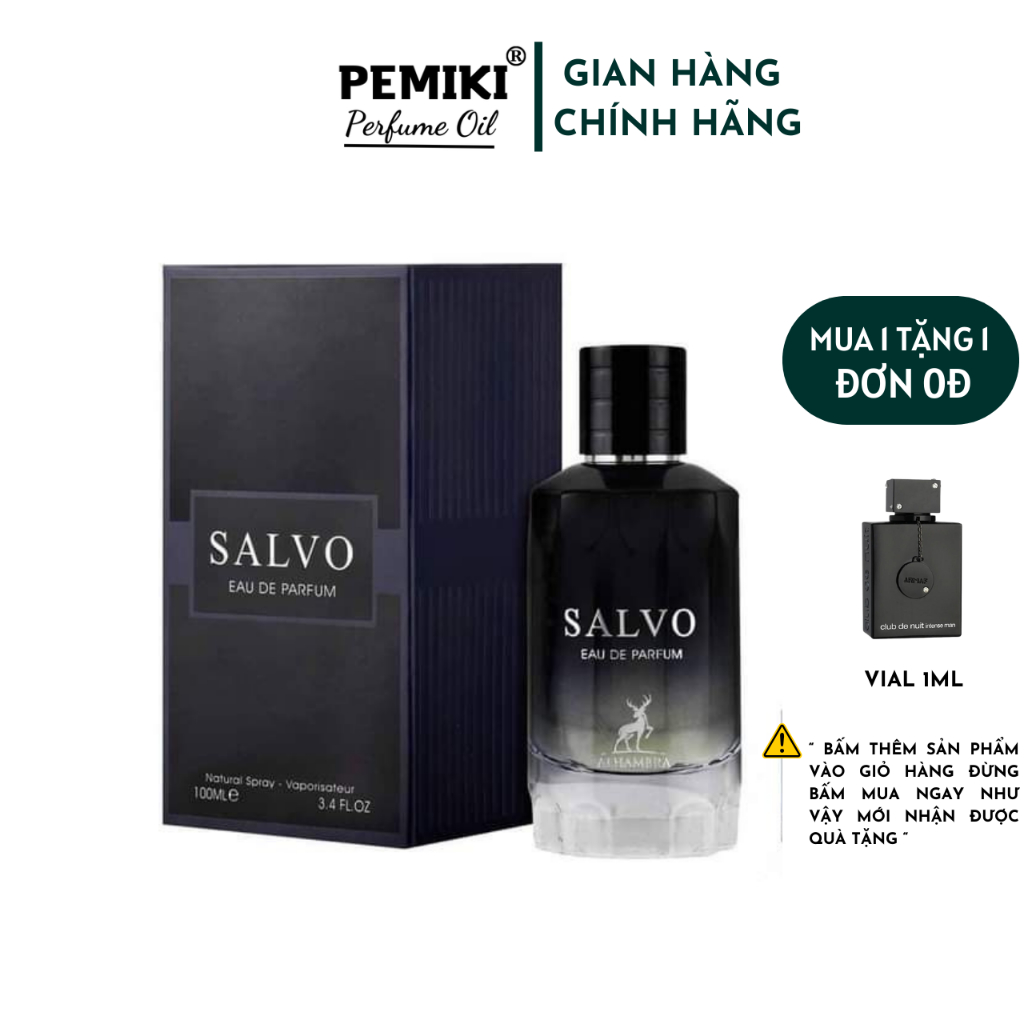 Nước hoa nam nội địa dubai Salvo Intense EDP 100ml phóng khoáng nam tính - PEMIKI Store