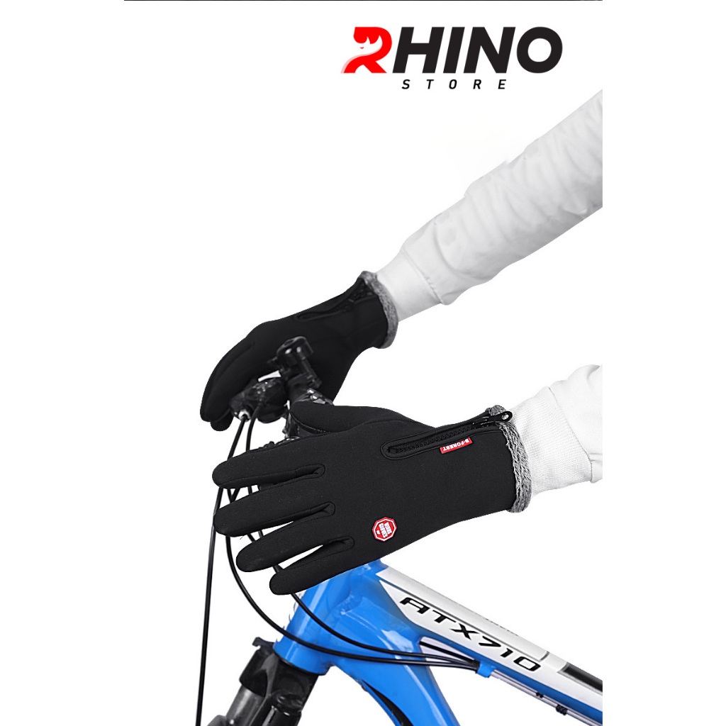 Găng tay giữ ấm mùa đông chống gió Rhino G9012 Bao tay chống trượt đi xe máy, xe đạp lót nỉ cho nam nữ