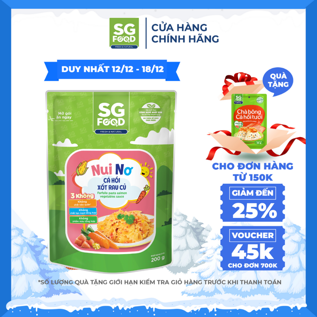 Nui nơ Cá hồi xốt rau củ Sài Gòn Food 200g