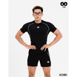 Áo Thun Nam Ngắn Tay Thể Thao Ráp Lăng Tập Gym Chạy Bộ Cầu Lông Bơi Lội Ôm Body Co Giãn 4 Chiều - X9 Sportswear - X081