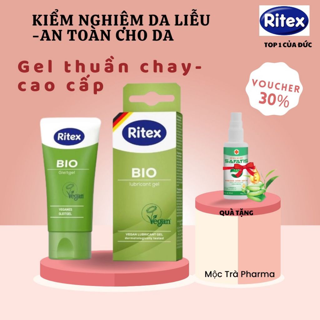 Gel bôi trơn gốc thực vật thuần chay Ritex Bio cao cấp - tuýp 50 ml
