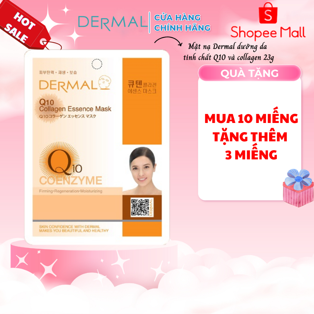 [MUA 10 tặng 3 miếng] Mặt nạ dưỡng da Dermal tinh chất Q10 23gram