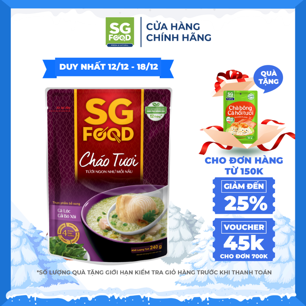 Cháo Tươi Sài Gòn Food Cá Lóc & Cải Bó Xôi 240g