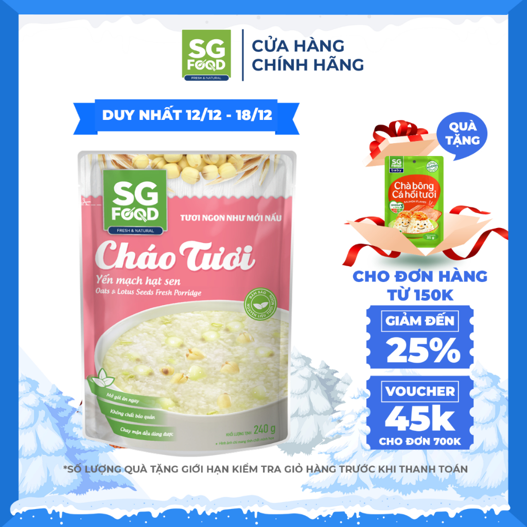 Cháo tươi Sài Gòn Food yến mạch hạt sen 240g