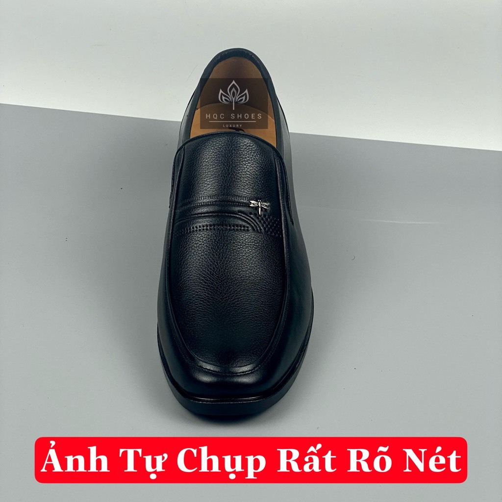 Giày lười công sở tăng chiều cao da bò HQC SHOES GC-332 Đen