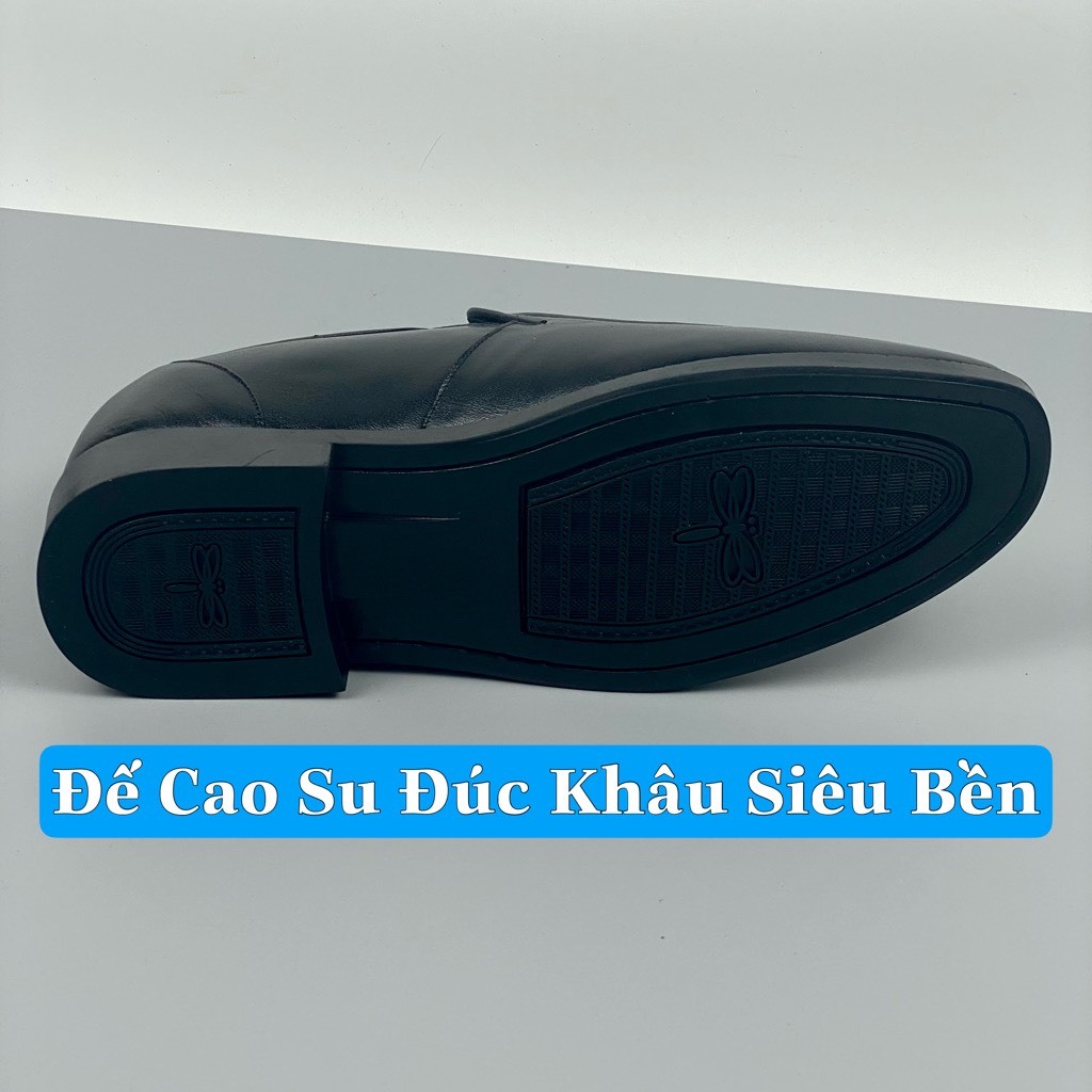 Giày lười công sở tăng chiều cao da bò HQC SHOES GC-332 Đen