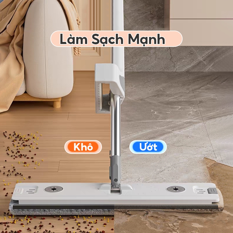 DECROOM Bộ Cây Lau Nhà Chổi Lau Nhà Tự Vắt 360° Chính Hãng Cao Cấp Tặng Kèm 2 Bông Lau