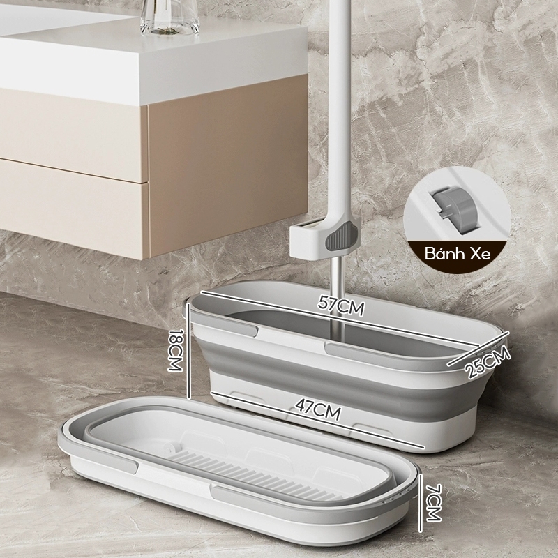 DECROOM Bộ Cây Lau Nhà Chổi Lau Nhà Tự Vắt 360° Chính Hãng Cao Cấp Tặng Kèm 2 Bông Lau