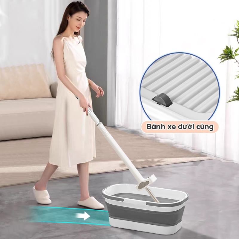DECROOM Bộ Cây Lau Nhà Chổi Lau Nhà Tự Vắt 360° Chính Hãng Cao Cấp Tặng Kèm 2 Bông Lau