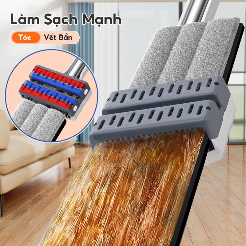 DECROOM Bộ Cây Lau Nhà Chổi Lau Nhà Tự Vắt 360° Chính Hãng Cao Cấp Tặng Kèm 2 Bông Lau