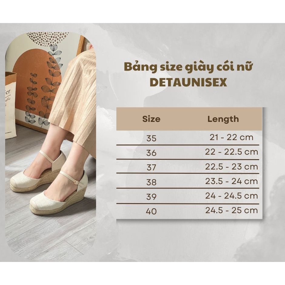 Giày sandal đế cói nữ thời trang xuồng cao 7cm Detaunisex - SACOI01