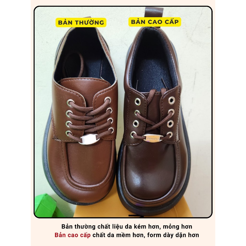 Giày oxford nữ  kiểu dáng năng động giày buộc dây mũi tròn Giày da đế dày mũi tròn to 2023 mã