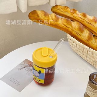 Cốc ly thuỷ tinh chia vạch 500ml có nắp kèm ống hút