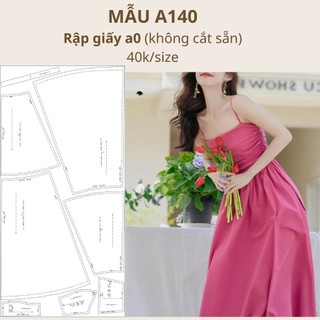 Rập giấy a0 đầm 2 lớp nhún mã a140