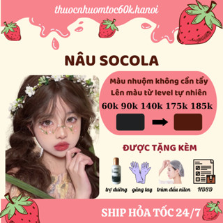 Thuốc nhuộm tóc màu NÂU SOCOLA/NÂU CHOCO/NÂU CHOCOLATE của thuocnhuomtoc60k.hanoi kèm oxy trợ nhuộm và găng tay nilon
