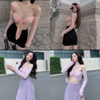Áo Croptop Vintage Đan dây viền bèo xịn xò