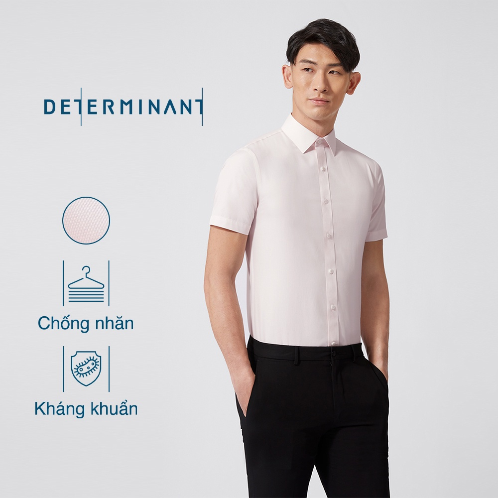 Áo sơ mi nam tay ngắn Cotton chống nhăn kháng khuẩn thương hiệu Determinant - màu Hồng nhạt [301]