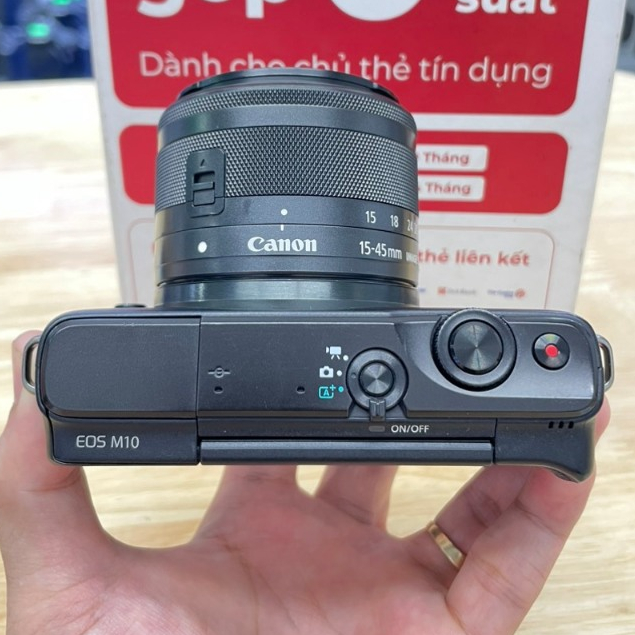 MÁY ẢNH CANON M10 + ỐNG KÍNH 15 45 IS STM ĐẸP 98%. NGUYÊN TEM CHÍNH HÃNG CANON LBM.  MÀN HÌNH CẢM ỨNG , LẬT SELFIE ,WIFI