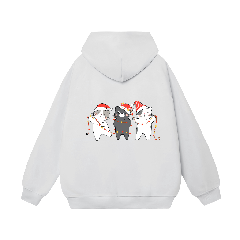 Áo Hoodie Merry Christmas 3 Cats Form Rộng Unisex YANDO OUTFITS L035 Nỉ Cotton French Terry 350GSM Local Brand