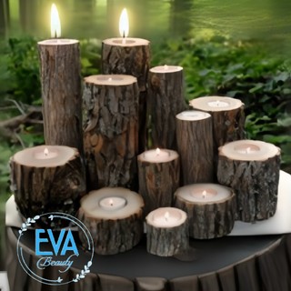 Combo 10 Khay Giá Đỡ Nến Gỗ Cây Trang Trí Noel Kèm Nến Tealight Giúp Không Gian Lung Linh Lãng Mạng Combo 10 Khay Giá Đỡ