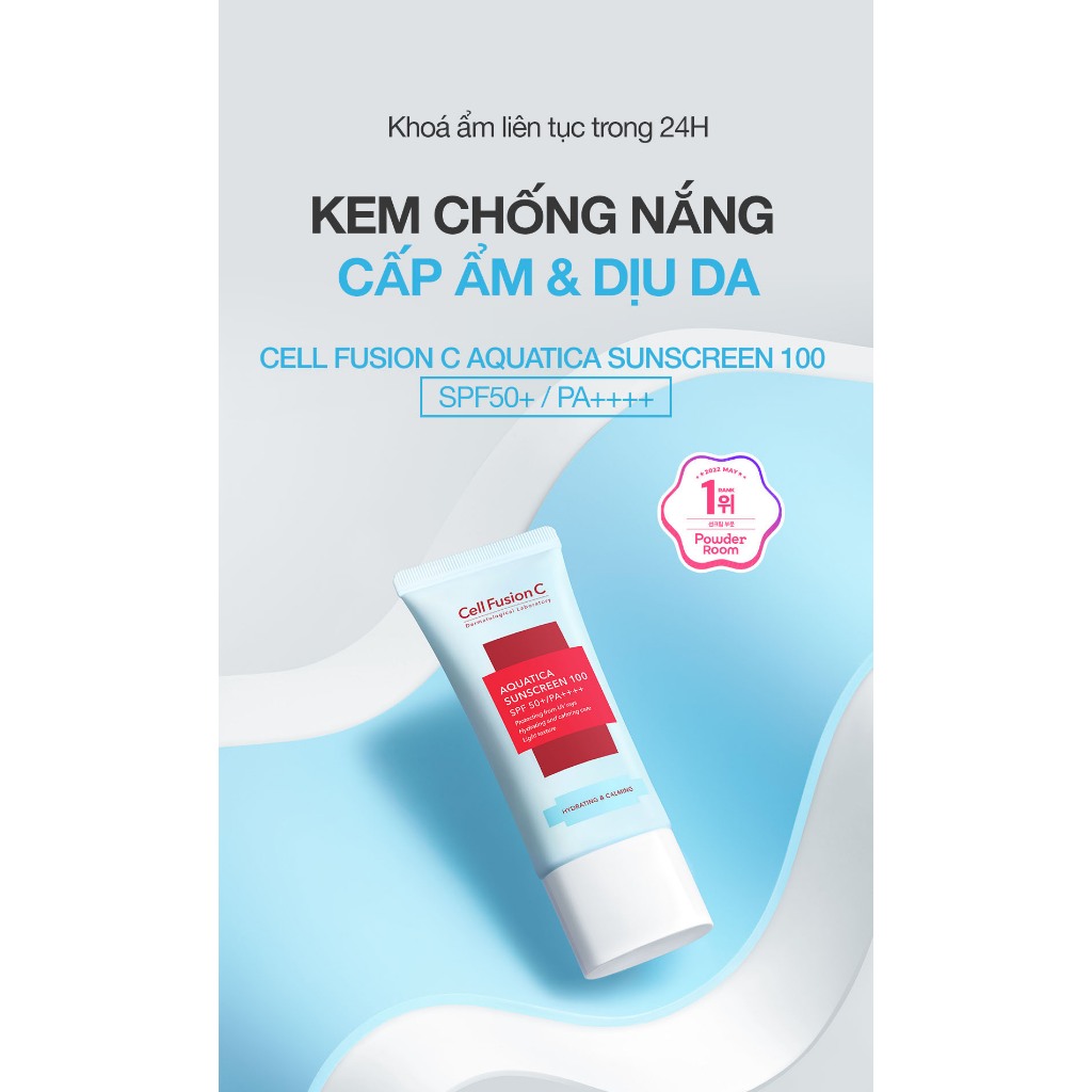 [50ML - LỖI VỎ HỘP] [HSD: 25/10/2024] Kem Chống Nắng Cấp Ẩm & Dịu Da Cell Fusion C Aquatica Sunscreen 100 SPF 50+/PA++++