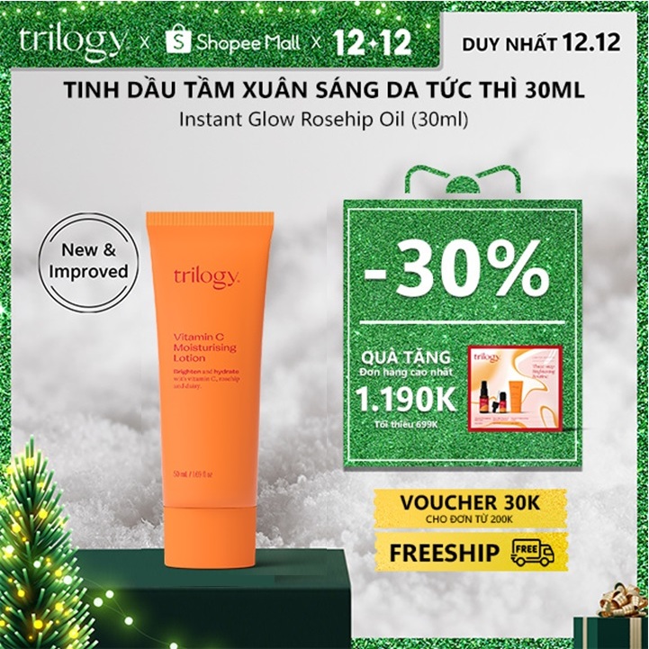 Kem dưỡng Vitamin C trắng da và mờ thâm Trilogy-Vitamin C Moisturising Lotion 50ml [Mẫu mới]