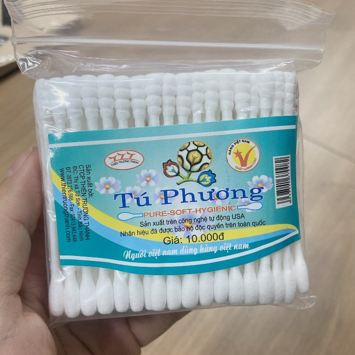 Sỉ 12 gói Tăm bông ngoáy tai 2 đầu thân nhựa người lớn Tú Phương