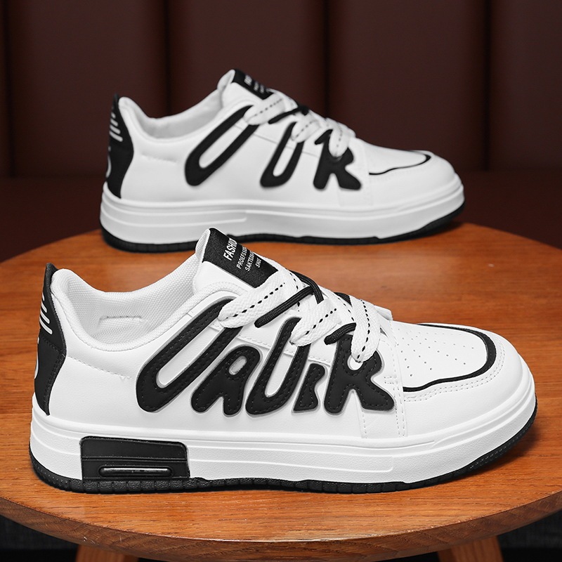 Giày Nam Sneaker Thể Thao KATEZA96 cổ thấp và cổ cao buộc dây 2 màu trắng đen cá tính năng động và trẻ trung