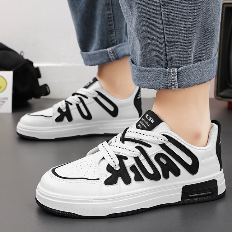 Giày Nam Sneaker Thể Thao KATEZA96 cổ thấp và cổ cao buộc dây 2 màu trắng đen cá tính năng động và trẻ trung