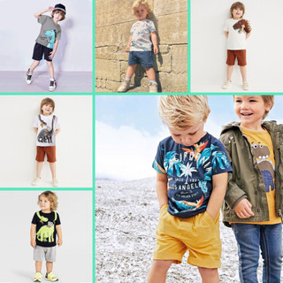 BST bộ thun hè cotton Little Bitty họa tiết khủng long/ cây dừa cho bé trai 2-7 tuổi - Little Maven Chính Hãng