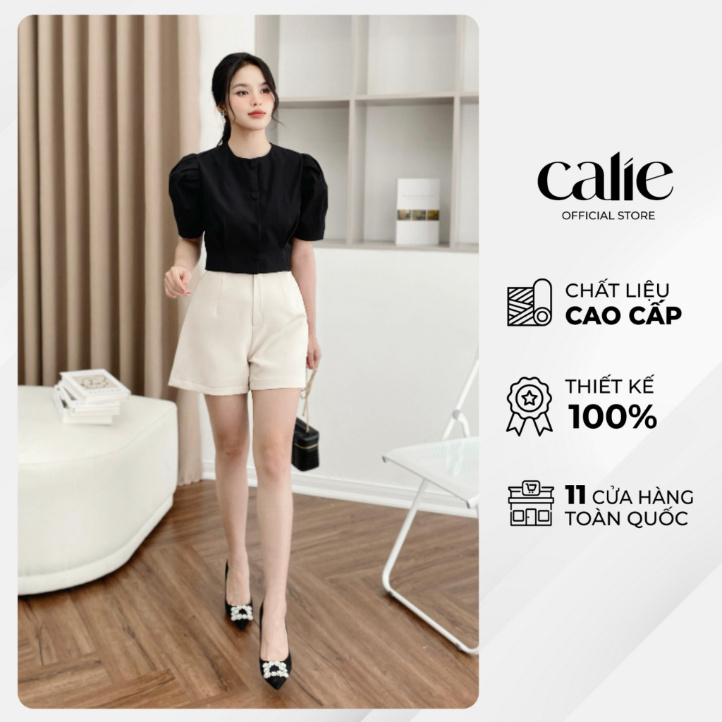 Quần short dáng basic 2 cơi chéo tôn dáng Calie QS027