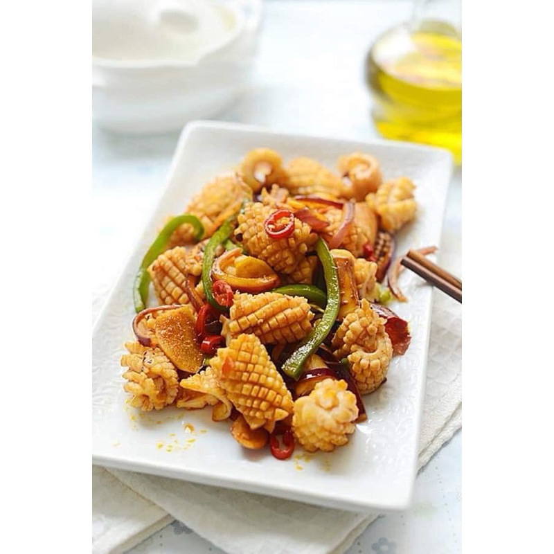 Mực tỉa hoa đông lạnh chiên , xào, thả lẩu thơm ngon