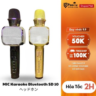 Micro karaoke bluetooth sd 10 chính hãng paolu hút âm tốt, micro không dây hát karaoke, nâng tone, lọc âm, chống nhiễu