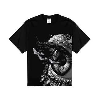 Áo thun local brand cổ tròn Uncle M cotton 100% nam nữ Unisex in lụa - Eyes Black tee