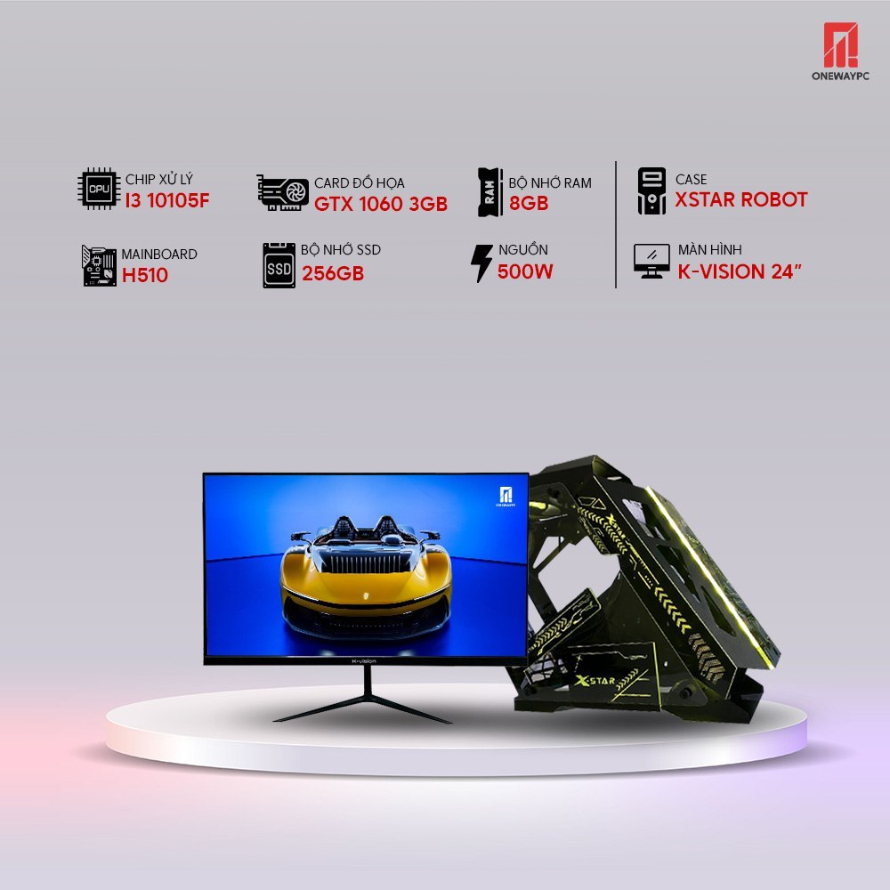 Bộ full case pc với cấu hình H510 , màn kvision