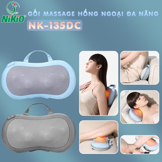 Gối massage hồng ngoại, máy mát xa cổ vai gáy Nikio NK-135DC - Dòng pin sạc tiện lợi