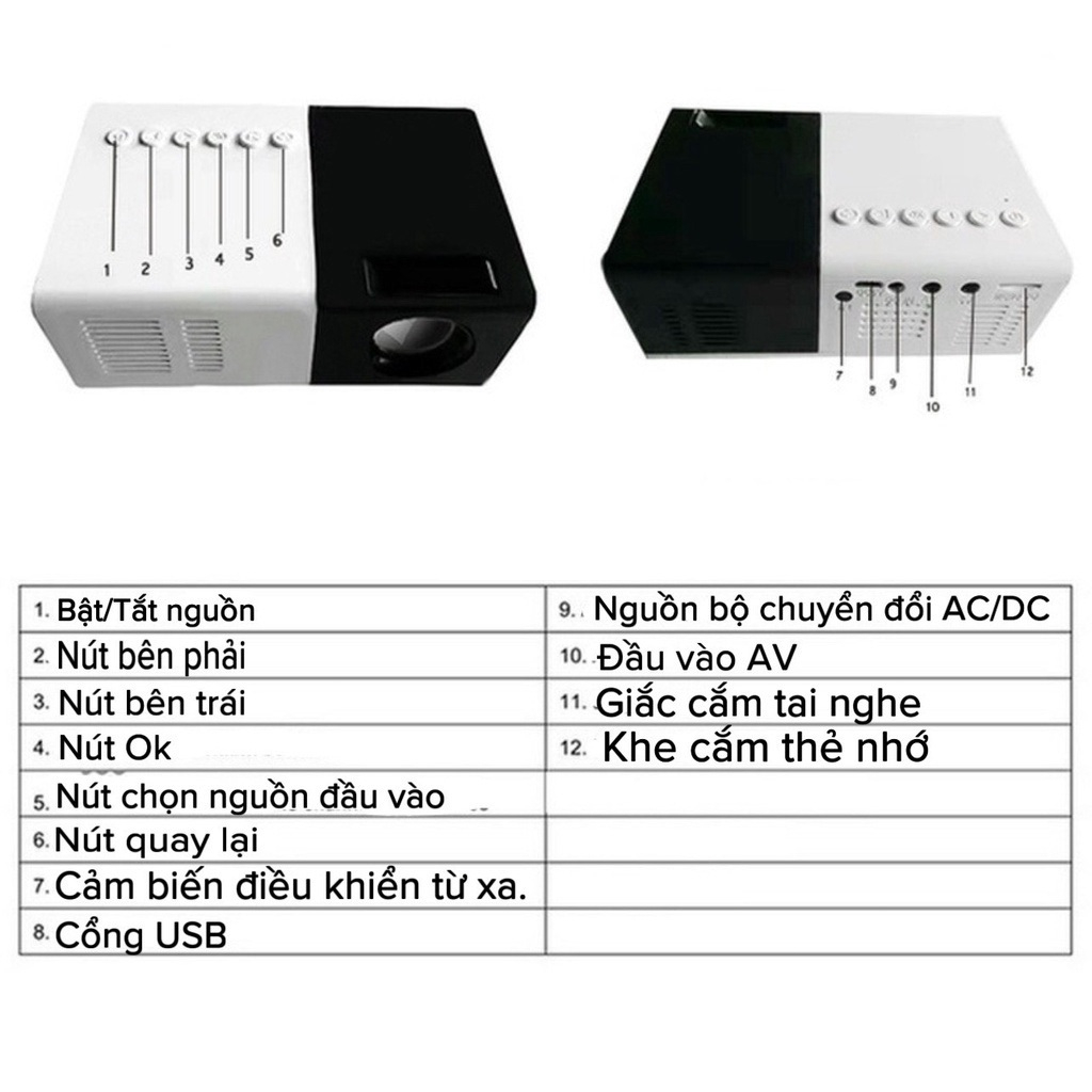 Máy chiếu mini YG300, máy chiếu FullHD kết nối không dây qua Wifi-Máy chiếu đa phương tiện chất lượng cao