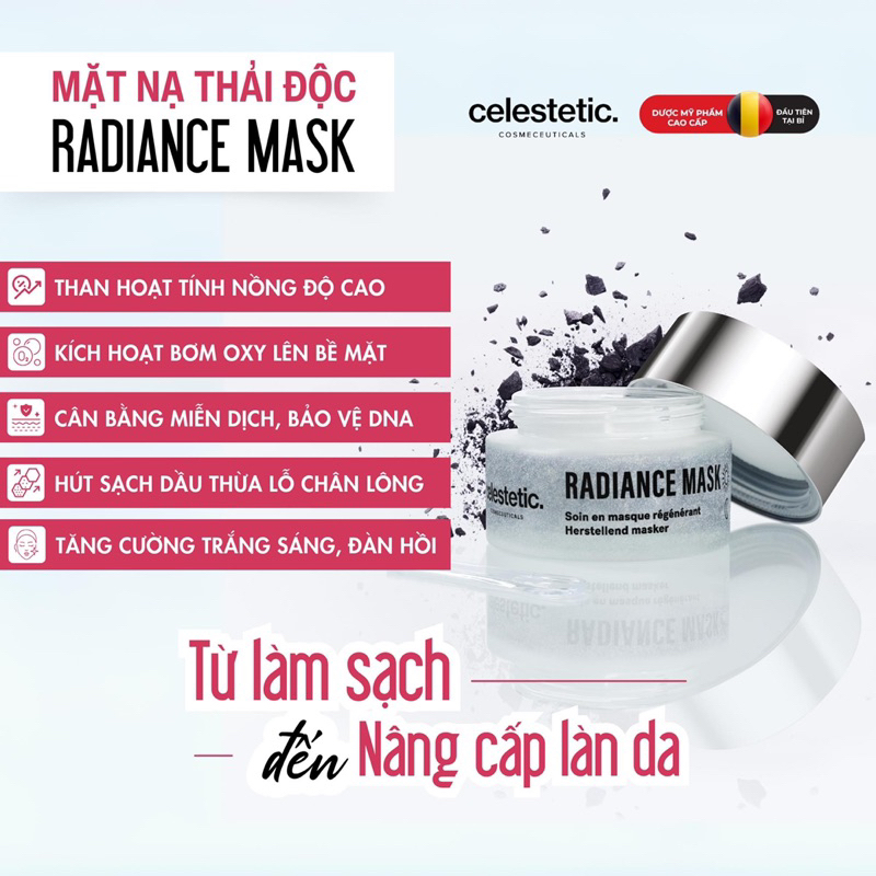 Mặt Nạ Làm Trắng Thải Độc Trẻ Hoá Làn Da Radiance Mask Celestetic có sample