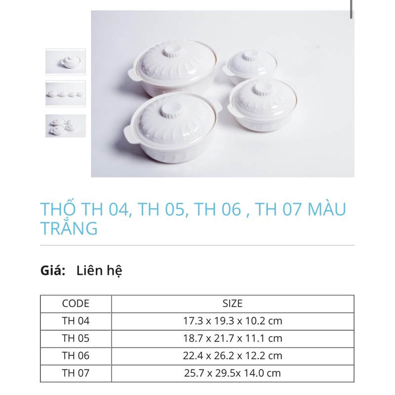Thố nhựa melamine có nắp trắng cao cấp Fataco đủ size