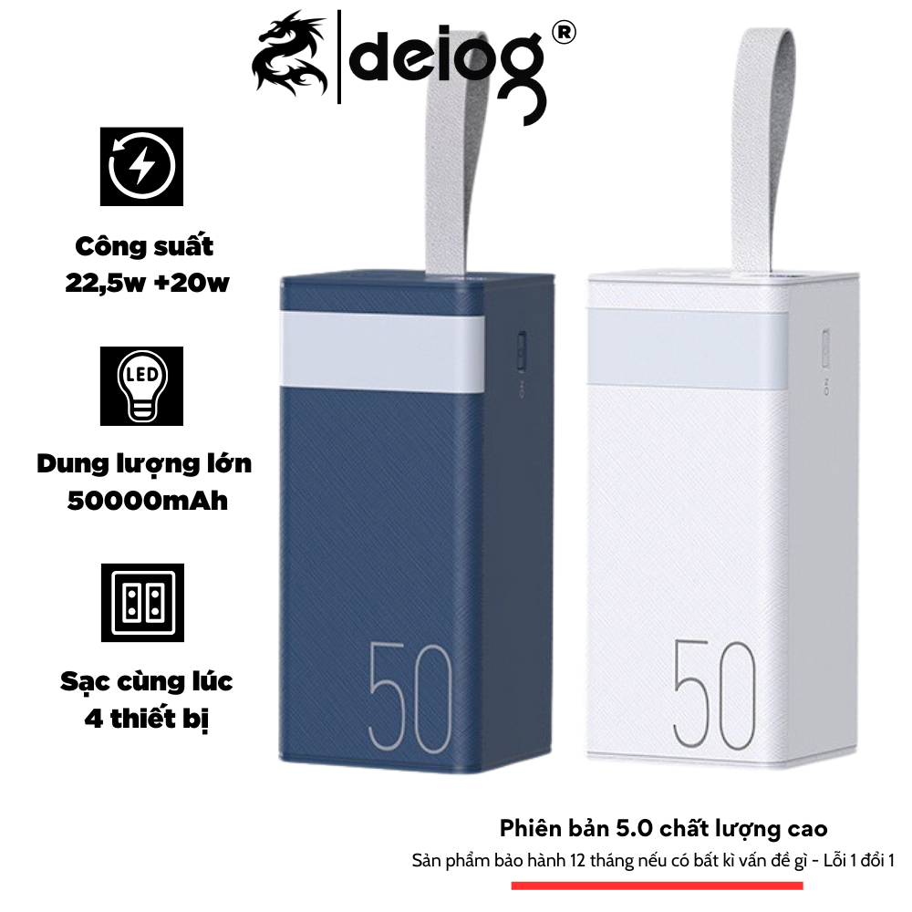 Pin dự phòng sạc nhanh Remax RPP 321 dung lượng 50000mAh đèn pin chiếu sáng - hỗ trợ QC 22.5 và PD 20W (màu ngẫu nhiên)