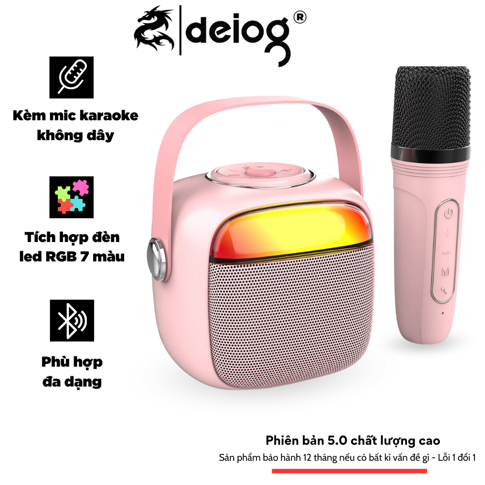 Loa bluetooth karaoke KMS 190 không dây kèm micro hỗ trợ cổng AUX , thẻ nhớ , USB có đèn led siêu đẹp dành cho mọi nhà