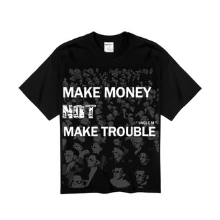 Áo thun local brand cổ tròn Uncle M cotton 100% nam nữ Unisex in lụa - Money Black tee