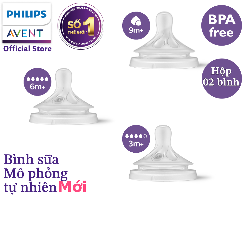 Philips Avent Núm ty mô phỏng tự nhiên mới SCY964/02 SCY965/02 SCY966/12