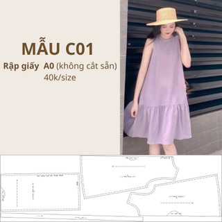 Rập giấy a0 đầm suông 1 lớp mã c01