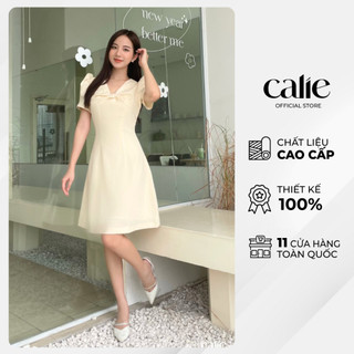 Váy dáng A tay bồng nơ ngực tôn dáng Calie VA284