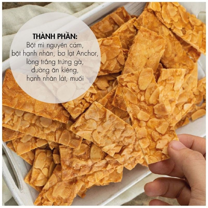 Bánh Ngói Hạnh Nhân Healthy - Dùng Cho người bình thường, giúp hỗ trợ giảm cân, tốt cho sức khoẻ