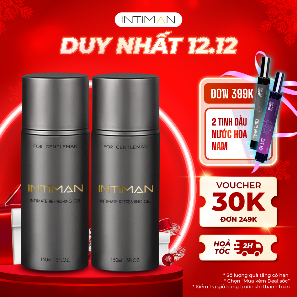 Combo Daily Wash 2 Dung Dịch Vệ Sinh Nam INTIMAN Turn On (Hàng Ngày), Nano Sliver Kháng Khuẩn, Hương nước hoa 150ml