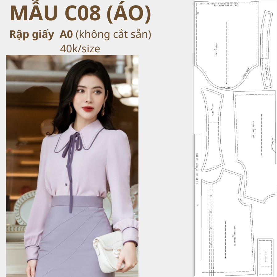 RẬP GIẤY A0 ÁO SƠ MI MÃ C08